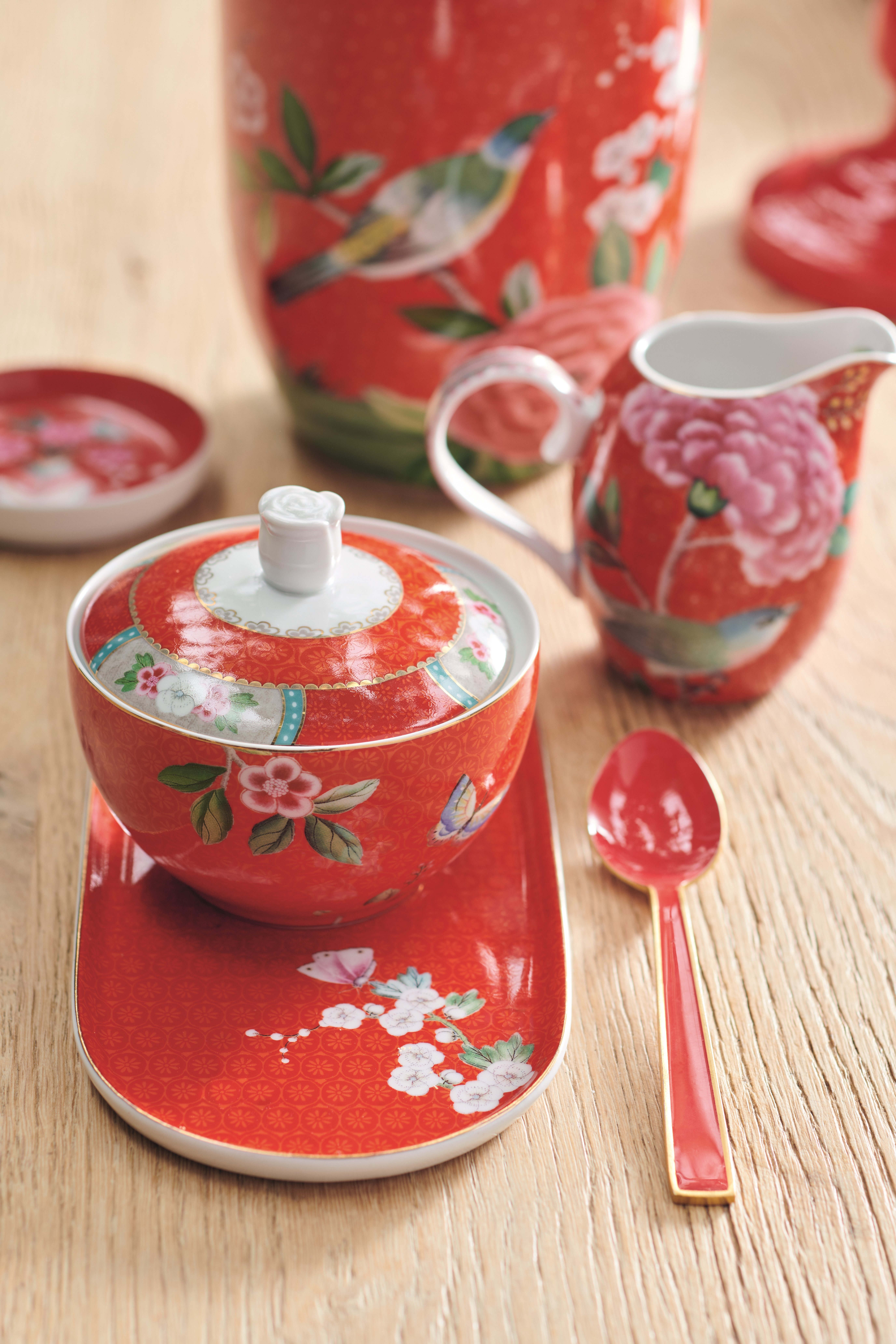 Pip Studio Blushing Birds Red Sugar Bowl