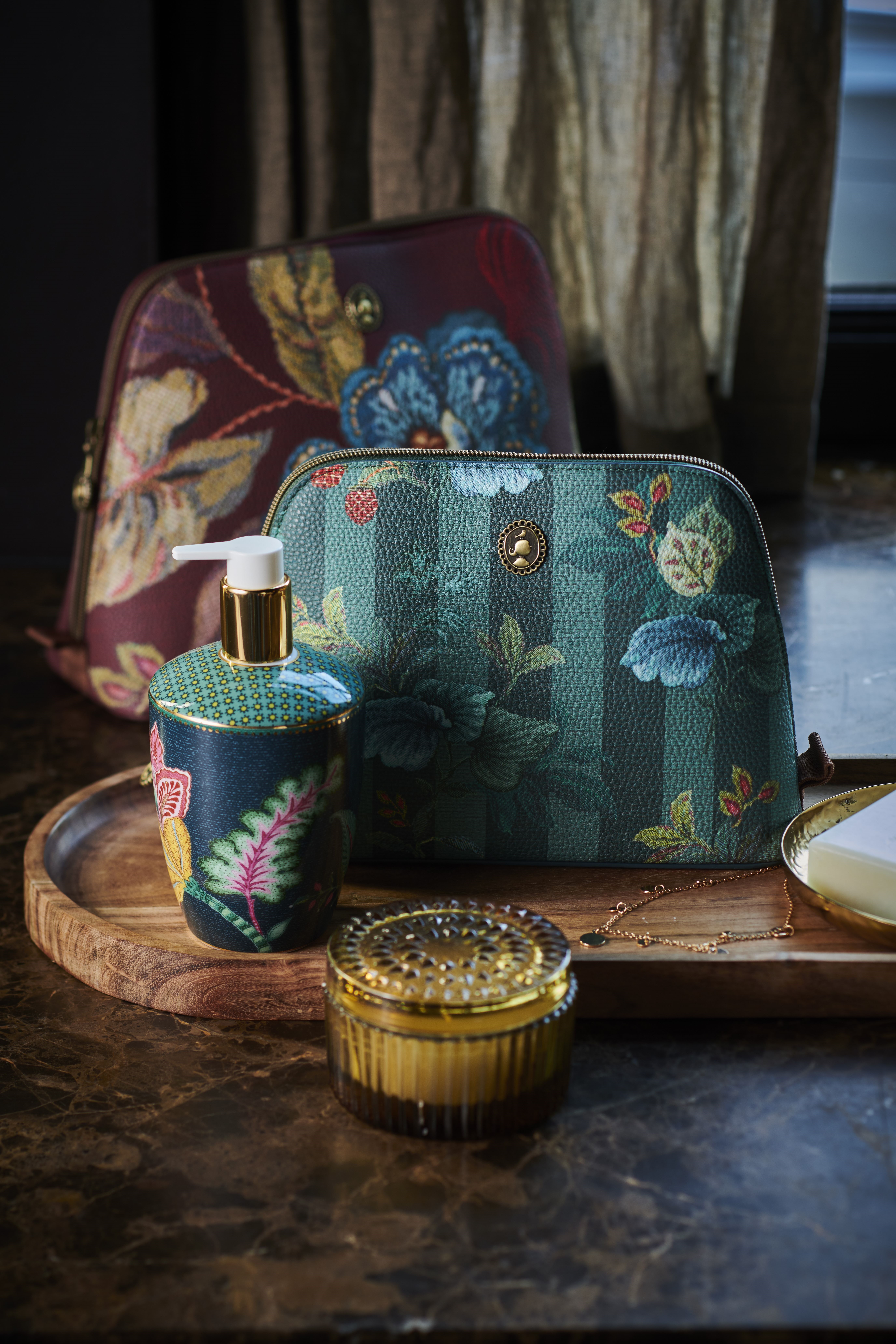 Pip Studio Cosmetic Bag Leafy Stitch Green